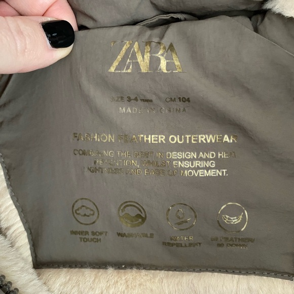 ZARA kids winter down jacket unisex repellent brown 3-4 years (40.9 inches) - Picture 6 of 6